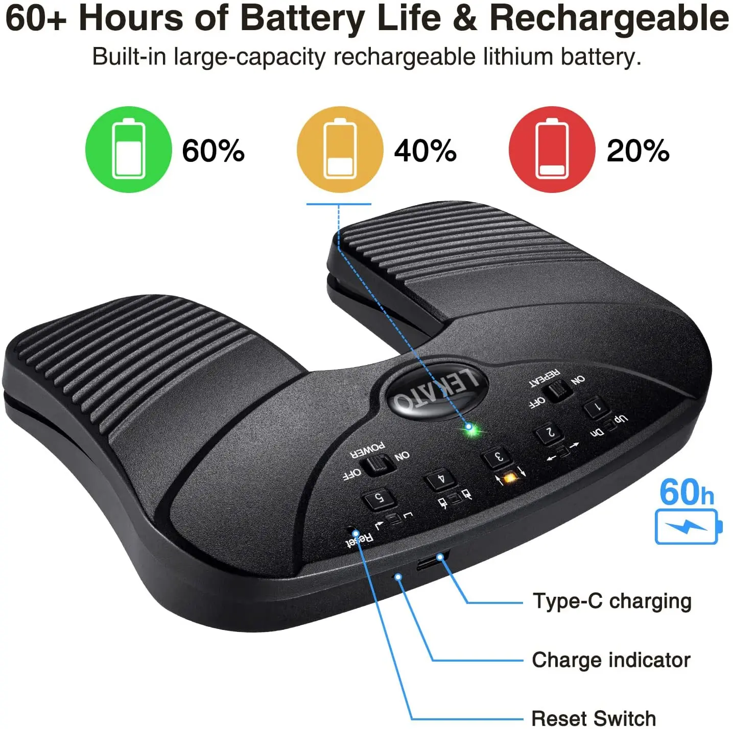 Lekato Wireless Page Turner Pedal Usb Rechargeable Wireless Page Turner Silent Foot Pedal Wireless Turning Remote Foot Control