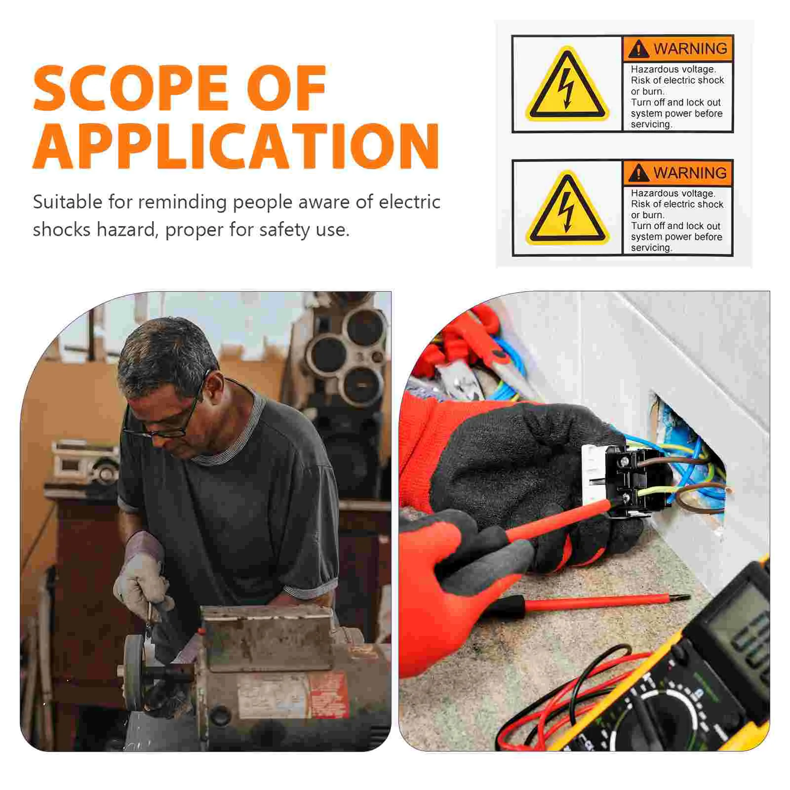 2 Pcs Voltage Identification Label Stickers Warning Electric Shocks Decals for Caution Refrigerator Sign Synthetic Paper High