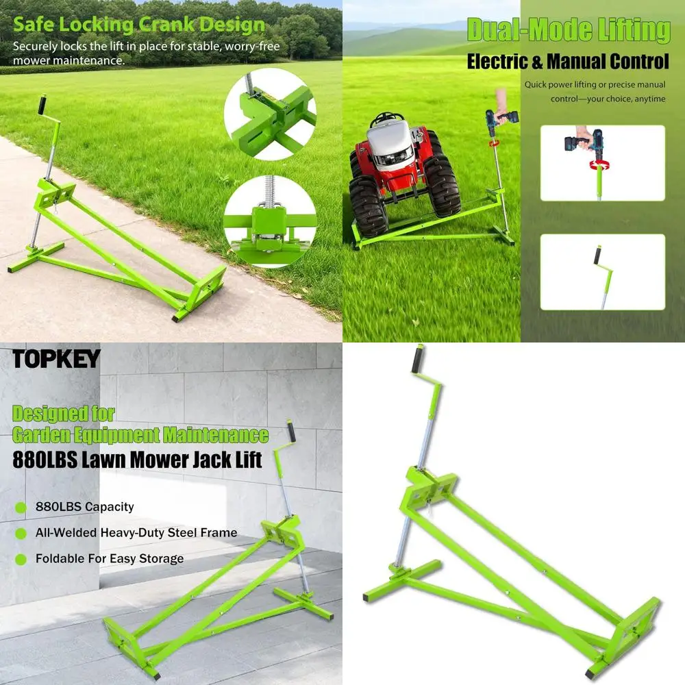 

Manual Telescopic Lawn Mower Jack, Foldable Zero Turn Lift with Safety Lock, Adjustable for Tractors and ATVs, Power Drill Compa