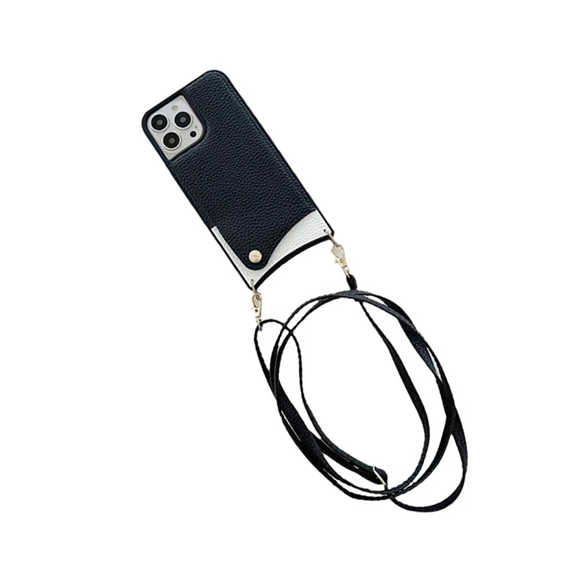 إدراج بطاقة Crossbody جراب هاتف آيفون 16 15 14 13 برو 12 11 ماكس زائد 16 برو الحبل 7 جراب هاتف ذيل السمكة نموذج 15Pro غطاء