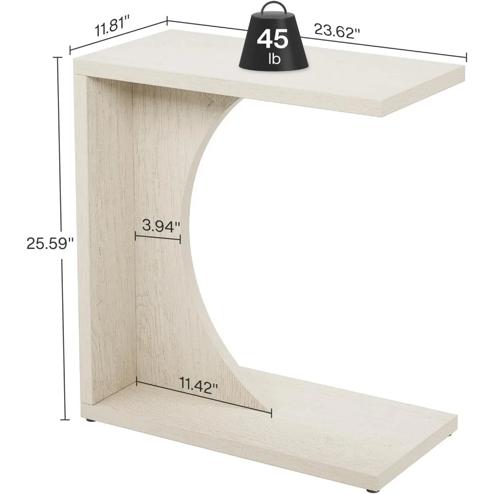 Tribesigns C-Shaped End Table for Couch, Sofa Side Table, C Table for Small Space, Living Room, Bedroom (1, Beige)