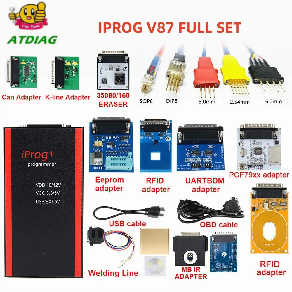 2024 V87 Iprog+ Key Programmer Support IMMO + Reset Iprog Pro Till 2019 with 11 adapter with free shipping