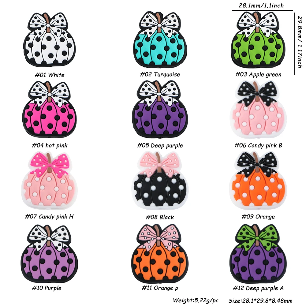 5Pcs Pumpkin Bow Silicone Beads DIY Jewelry Accessories For Bracelet Necklace Keychain Making Handmade Craft Supplies
