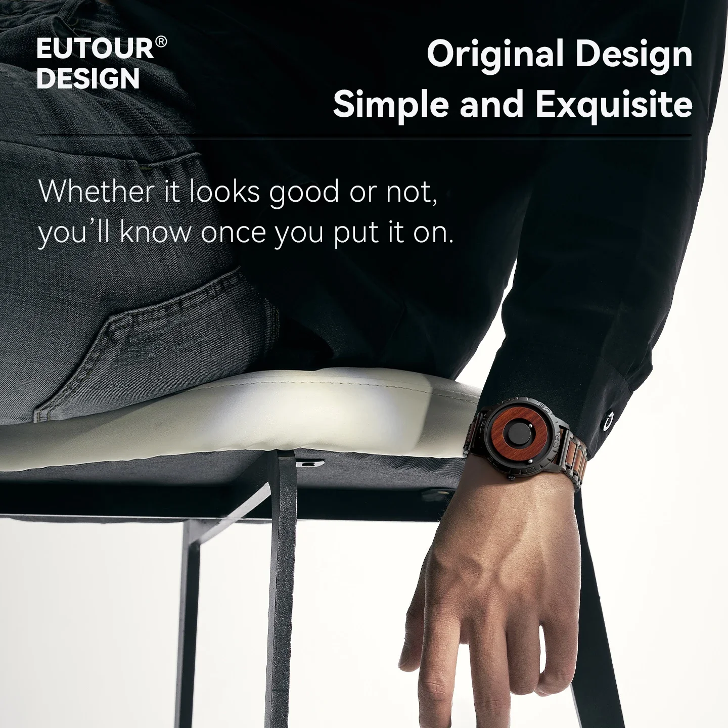 EUTOUR-Men\'s Solid Wood Magnetic Watch Luxury Sports Quartz Waterproof Watch Original Fashion Business Casual Watch