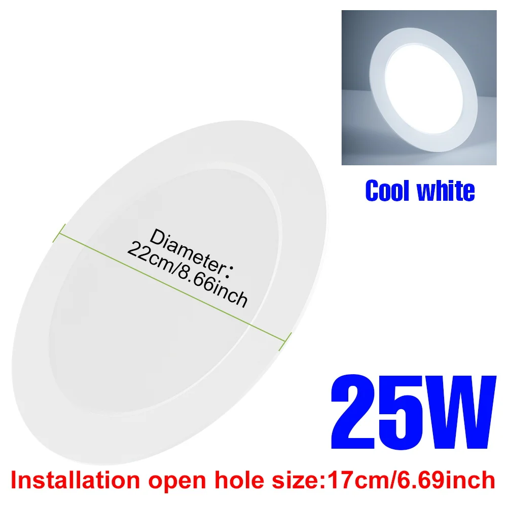25W Led Downlight Inbouw Ronde Plafondlamp Indoor Spot Verlichting 5W 10W 15W 20W Huis Woonkamer Keuken Ac 220V 6000K Koud Wit