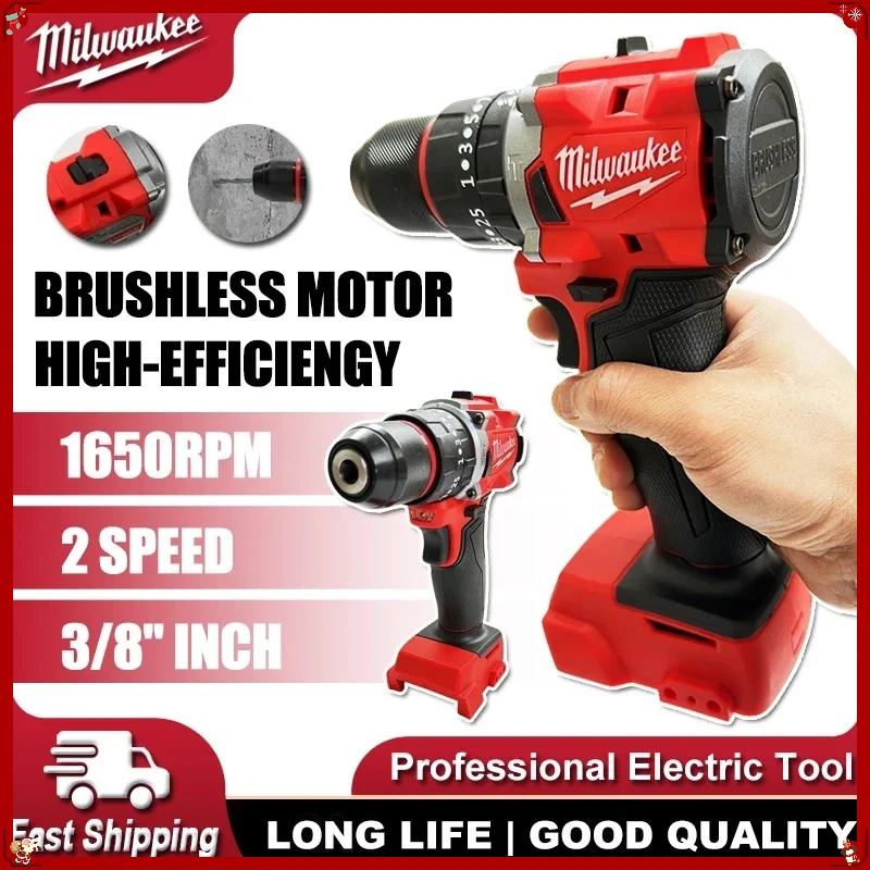 Milwaukee-taladro de impacto sin escobillas de 18V, taladro eléctrico inalámbrico de 150N.m, martillo de taladro pequeño de 20 + 3 torsión, herramientas eléctricas multifuncionales