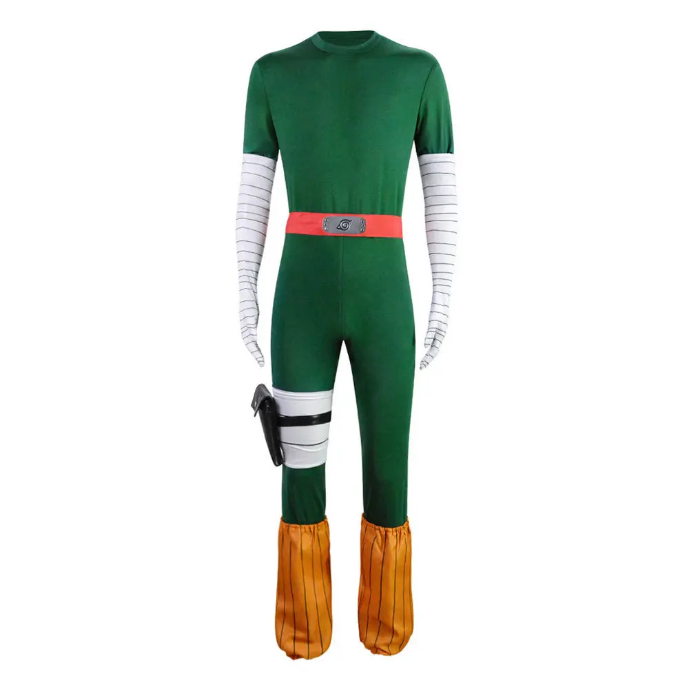 Anime Ninja Rock Lee Cosplay Costume Man Combat Uniform Hero Tight Jumpsuit Accessory Suit Halloween Party