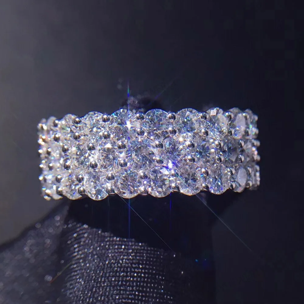 Ultra-bright Three Layers Stacked Zirconia Ring Valentine's Day Gift Zirconia Inlaid Wedding Engagement Promise Bride Eternity Ring Anniversary Ring Birthstone Ring Ladies Romantic Valentine's Day Gift Jewelry Gifts for Girls