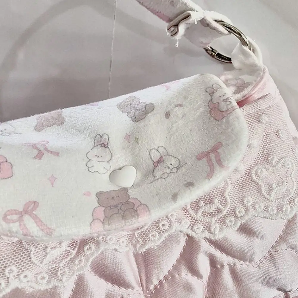 Kawaii Niedliche Bären-Schultertasche, Herz-Stepp-Handtasche, 3-lagiger Spitzen-Aufbewahrungsbeutel für Frauen und Mädchen, Handtasche im koreanischen Stil – Detail 12