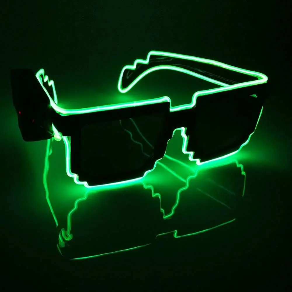 Materiały migające dekoracje Cosplay artykuły barowe Led Light up okulary świecące okulary przeciwsłoneczne mozaikowe okulary LED świecące okulary