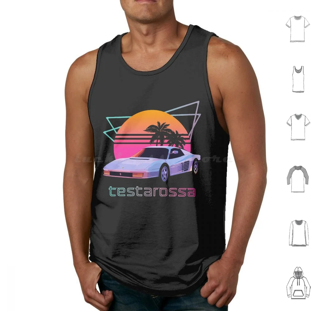 80s Retrowave Testarossa Tank Tops Vest Sleeveless Nostalgic 80s Movies Cars Florida Nostalgia1980s Miami Retro Vintage 80s