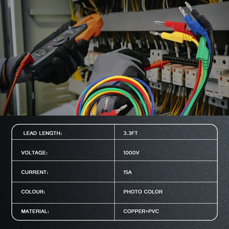 5PCS Stackable Banana To Banana Plug Test Leads Soft Electrical Test Cable Wire 3.3Ft/1M For Multimeter 1000V 15A-AA56