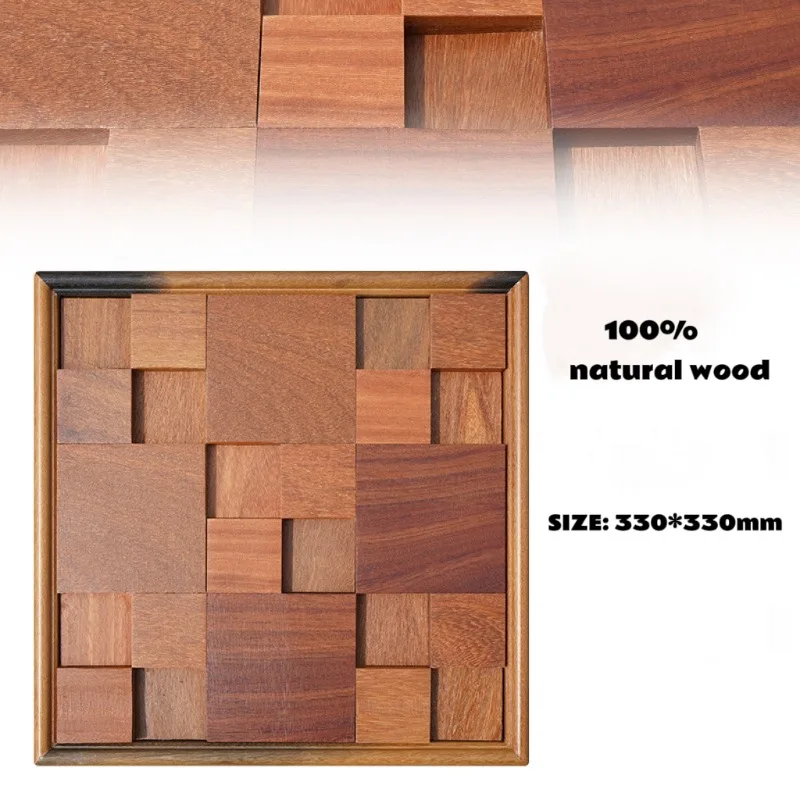 Home Decoration Mixed Media Art 3D Abstract Geometry Mural Handmade wood carving Artwork Design Mural