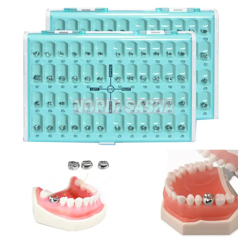 

48Pcs/Box Dental Kid Crowns Preformed Metal Crown Stainless Steel Temporary Crowns Dentistry Orthodontic Crown Upper/Lower