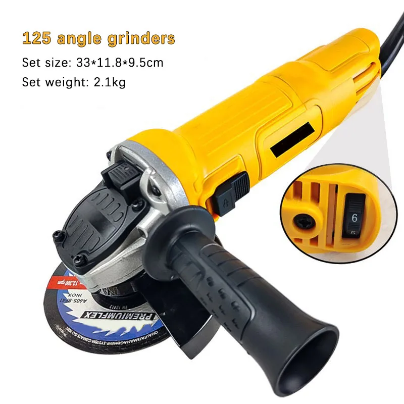Home 115/125 Electric Angle Grinder Multi-Function Side Switch Hand Grinder Small Grinder Cutting Grinder