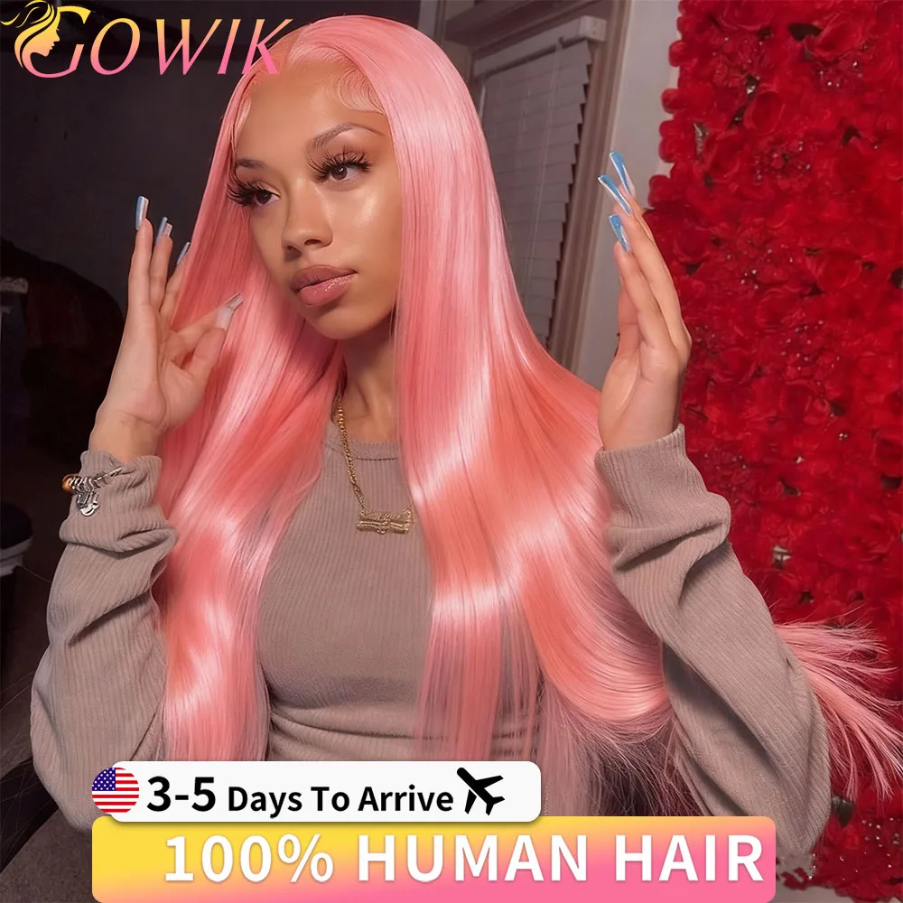 الوردي شعر مستعار مستقيم الشعر البشري 13x4 Hd الدانتيل شعر مستعار أمامي 180% الكثافة 100% قبل قطعها البرازيلي الوردي خصلات الشعر المستعار الإنسان للنساء