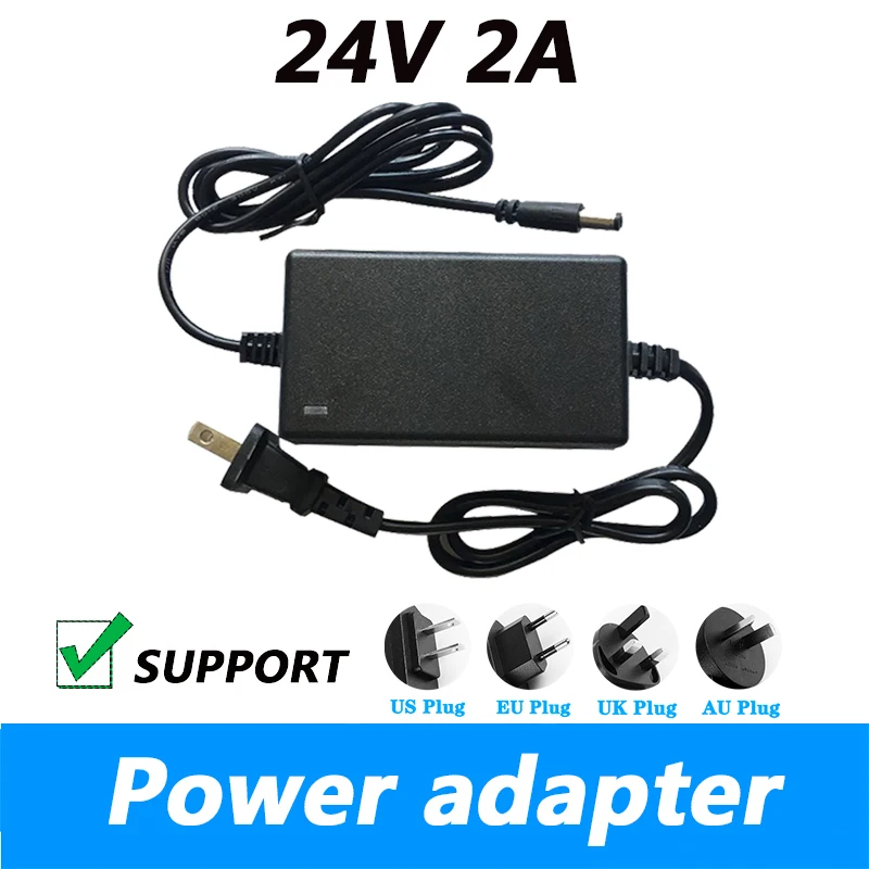 AC100-240V DC 24V 2A Monitor Power Adapter For Laptop Live Streaming Device Bluetooth Speaker DC 5.5*2.1MM