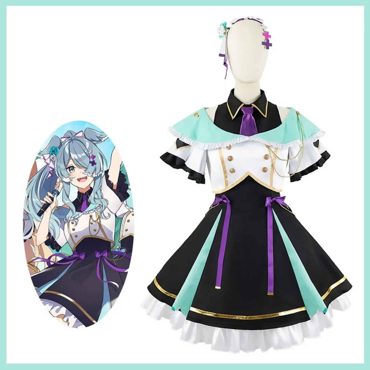 Anime Virtual You Finana Ryugu Elira Pendora Pomu Rainpuff Cosplay Costume Wig JK Uniform Woman Sexy Kawaii Carnival Suit