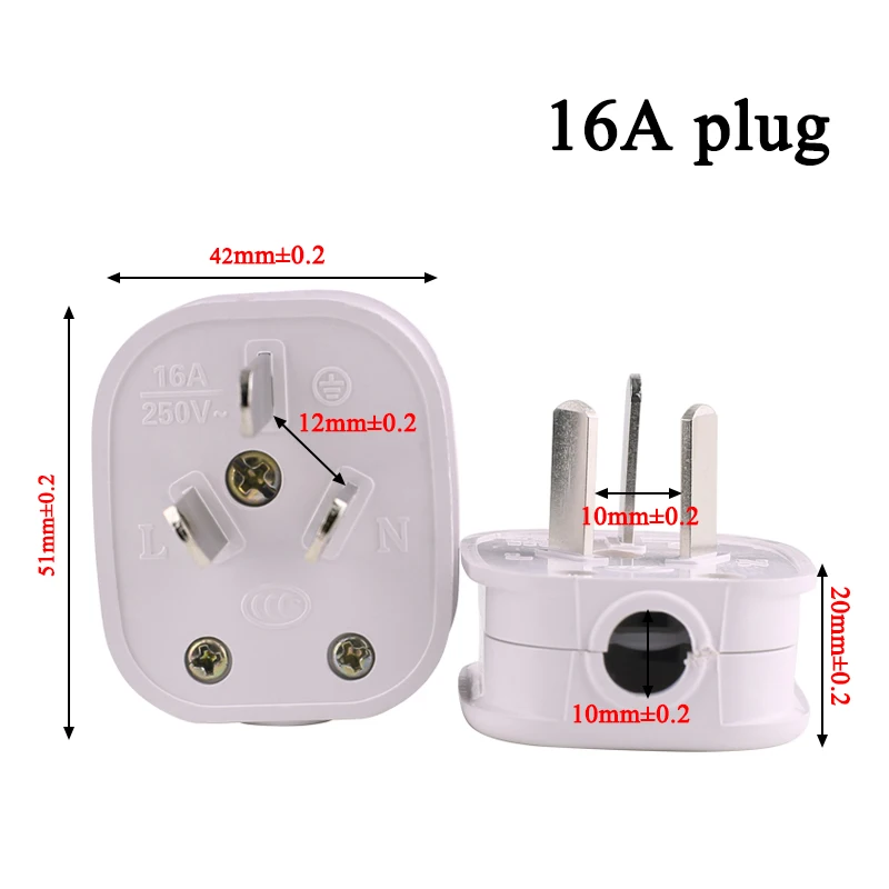 AU CN Power Plug 10A 16A 250V AC Electrical Power Rewireable Plug Male Adaptor Extension Cord Cable Detachable