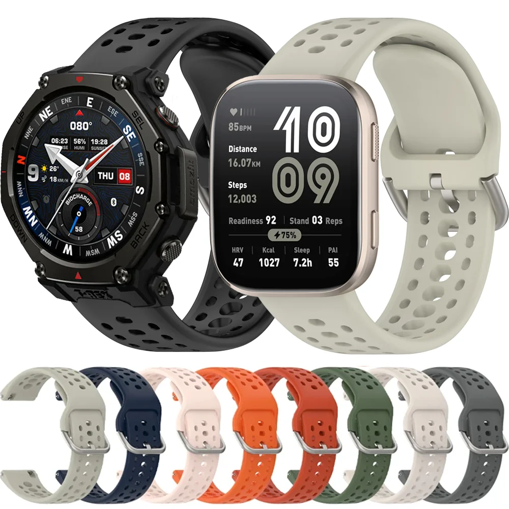 22mm Offizielles Sport-Silikonarmband für Amazfit Bip 6 5 Balance 2 Armband Handgelenksband Amazfit T-Rex3 Pro 48mm GTR 4 Helio Correa