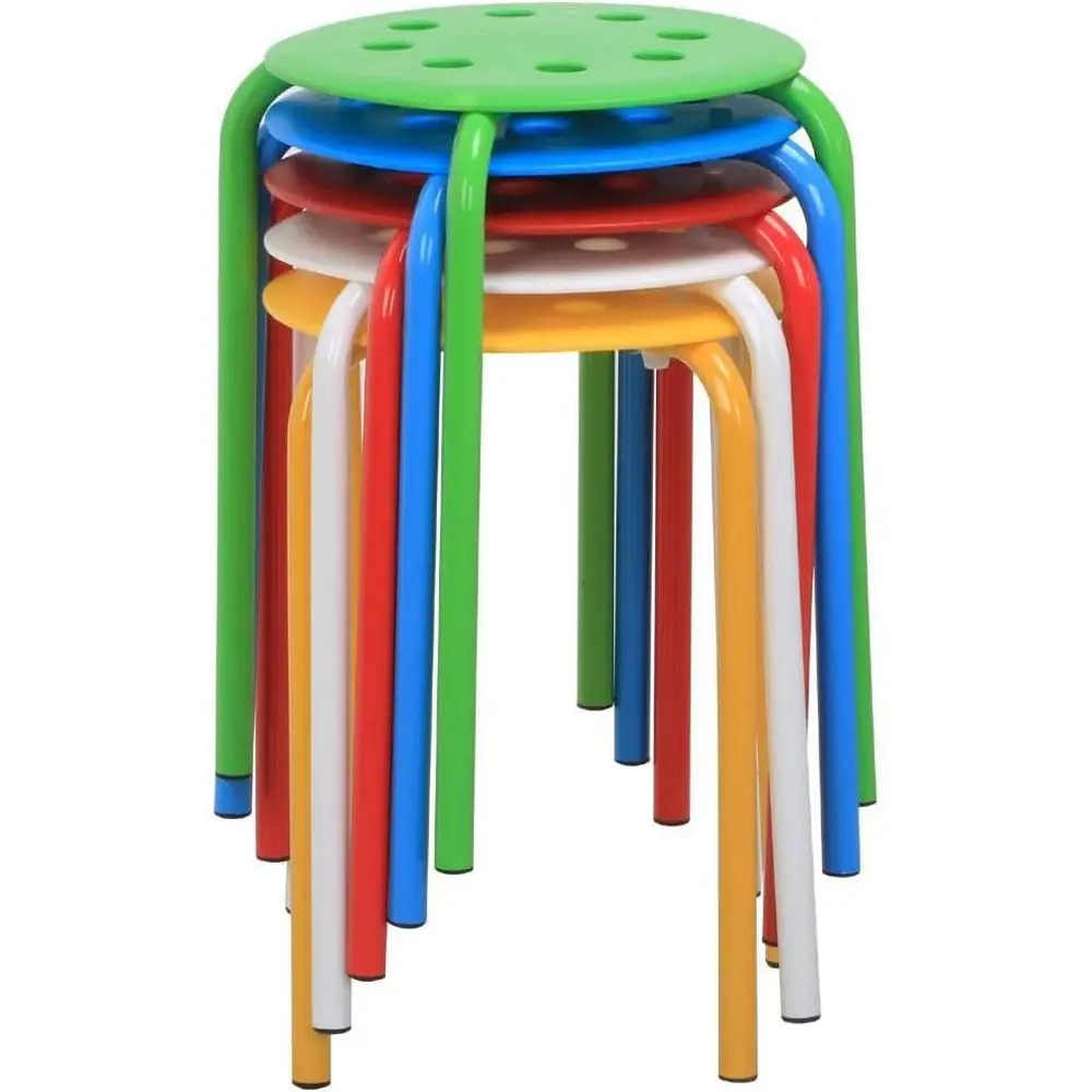 17.3in Plastic Stackable Stools Nesting Portable Colorful Decoration Chairs Round Chairs Flexible Seating Pack of 5