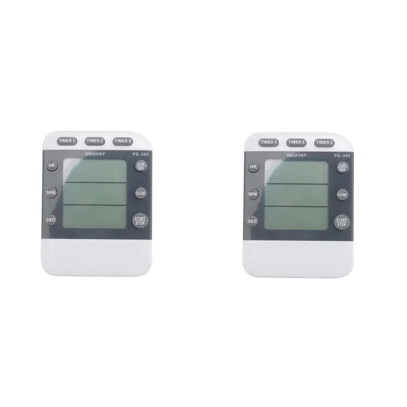 J1UL1N 2X Digital Timer 100 Hour Triple Count Down/Up Clock Timer Kitchen Cooking Timer With LCD Display Loud Alarm Bracket