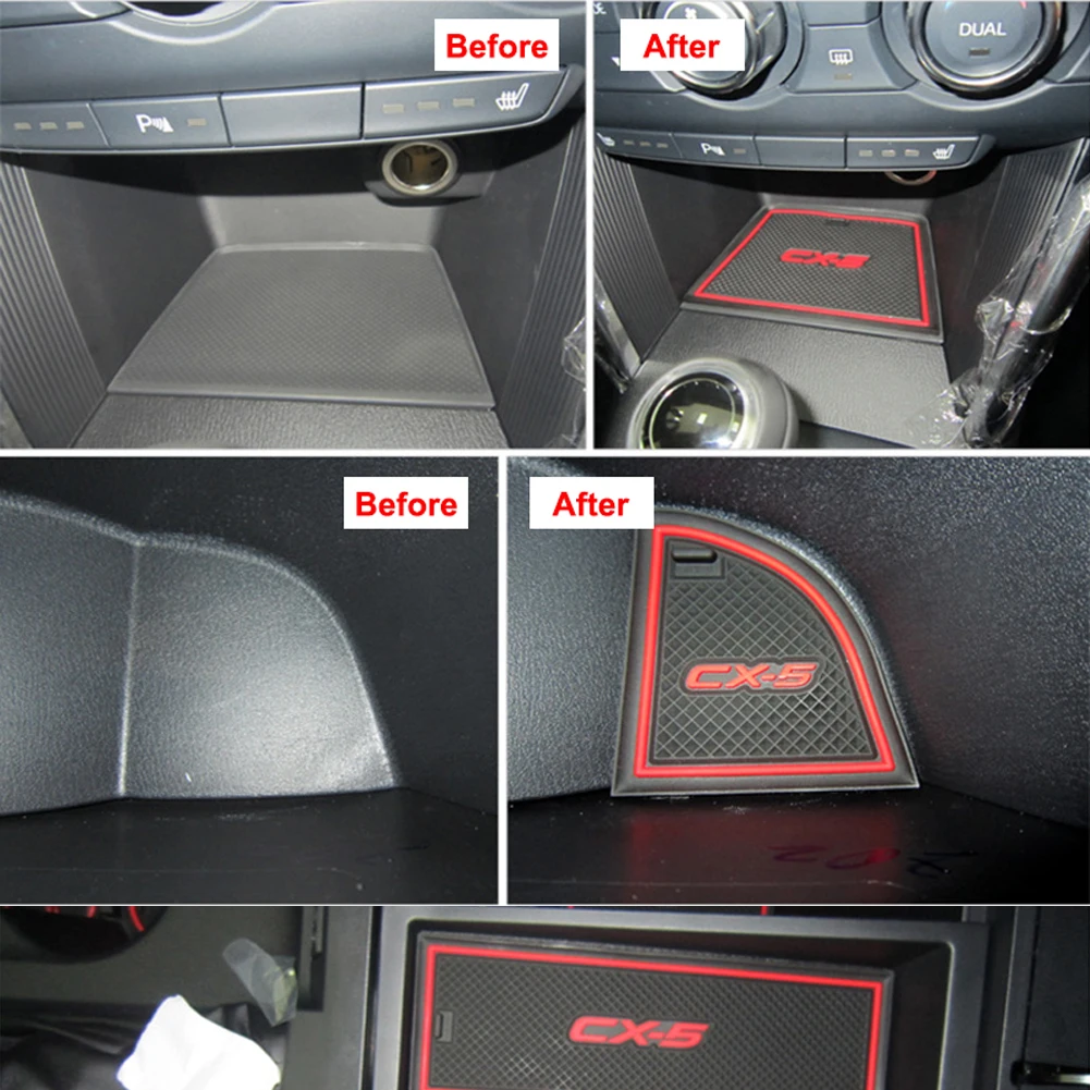 Rubber Mat Door Mat Anti-slip Cup Pad For Mazda CX-5 CX5 CX 5 2013 2014 16pcs Interior Decoration Accessory Gate Slot Pad