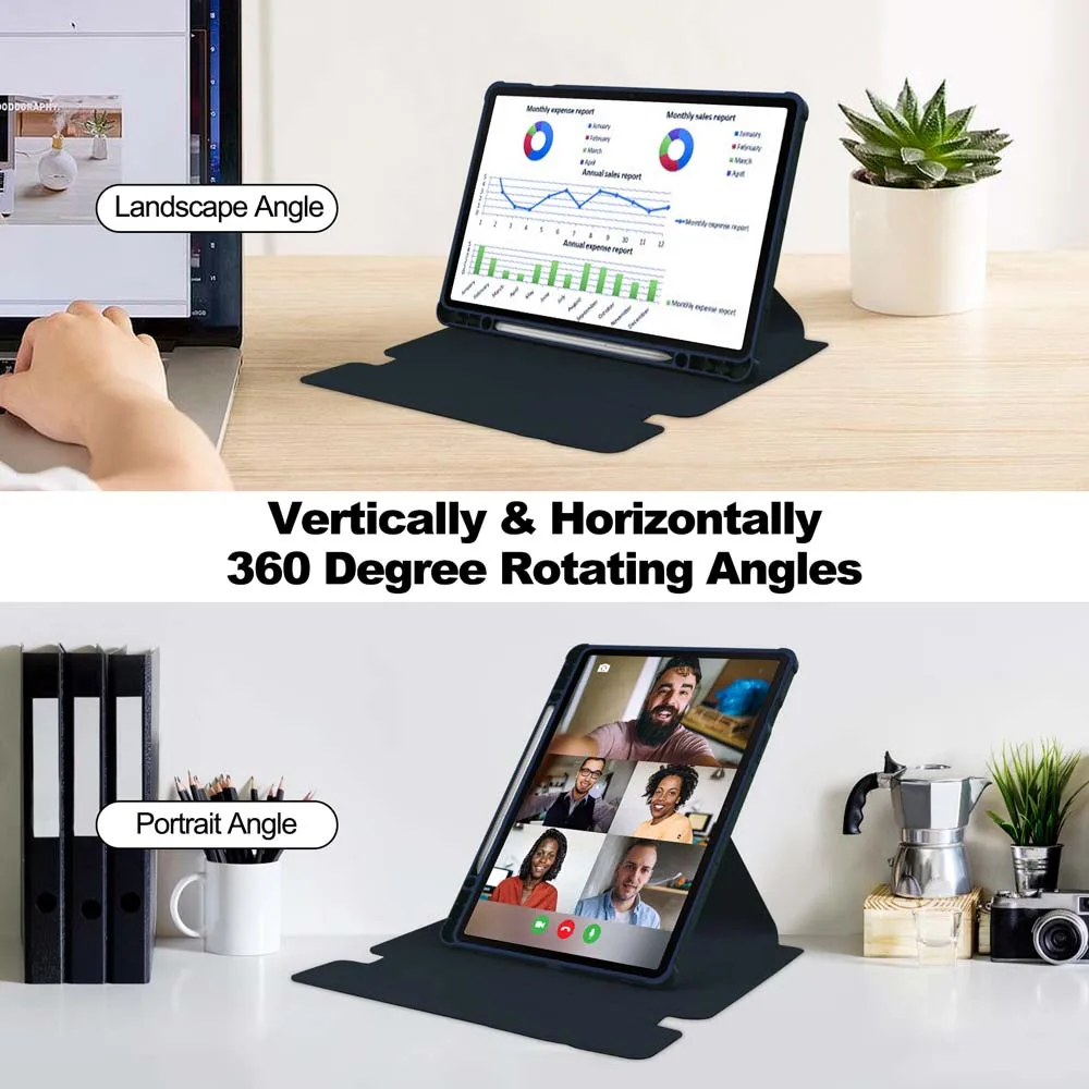 Étui pour Samsung Galaxy Tab S9 FE, avec clavier Bluetooth, support rotatif, manchon rabat magnétique, Anti-chute, couverture complète avec fente pour stylo