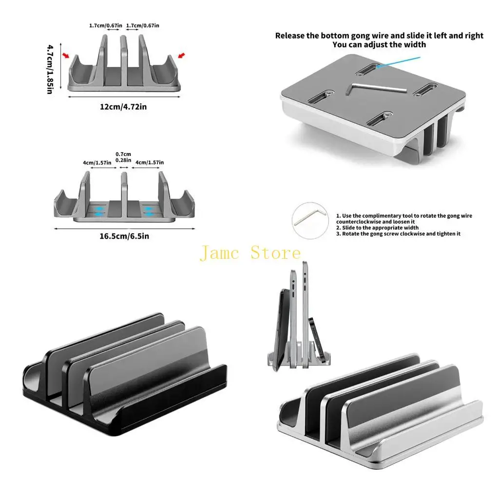 LX0B Adjustable Width Desktop Stand for All Electronic Devices Aluminum Construction