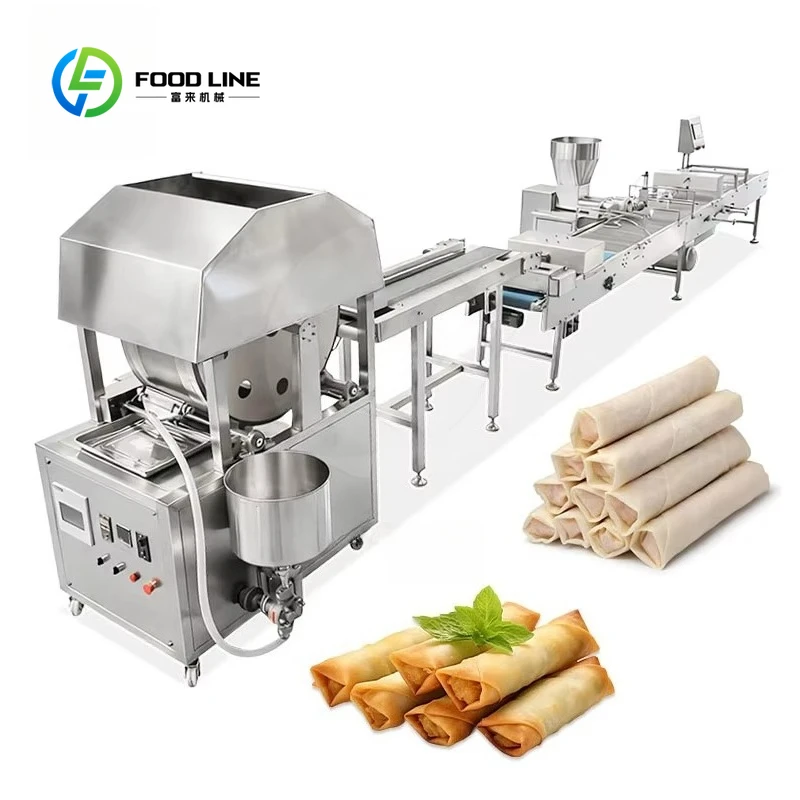 Maßgefertigte Automatische Vietnamesische Reispapierrollen-Falt- und Füllmaschine für Finger Lumpia und Frühlingsrollen-Produktionslinie