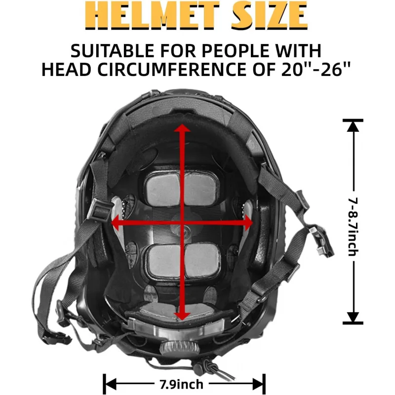 Adjustable Tactical Helmet with Helmet Cover, PJ Type Tactical Multifunctional Protective NVG Mount for Cosplay Hunting Shooting