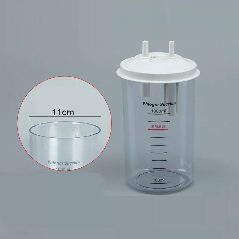 Transparent Collection Canister for Yuwell 7E-A/B/C Electric Suction Machine with Measurement Scale Suction Collection Bottle