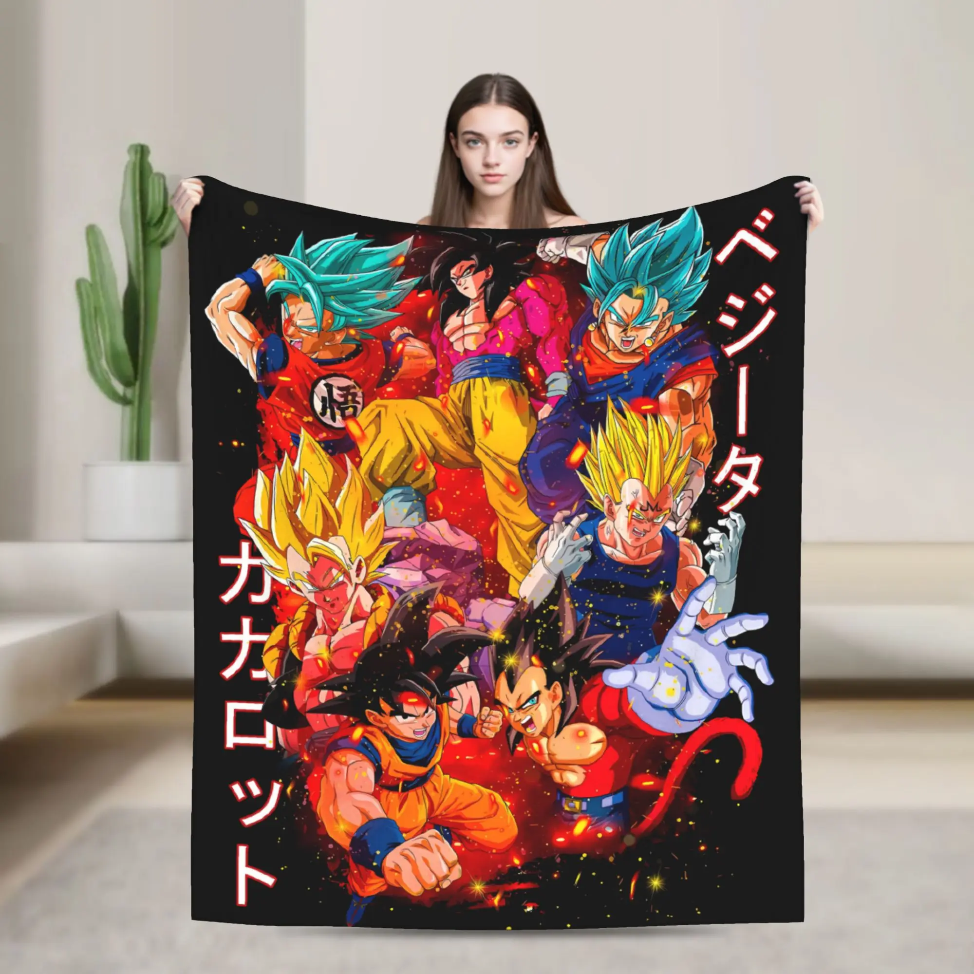 Go Kanji Art D-Dragon B-Ball Blanket  Soft Warm Aesthetic Plush Throw Blanket For Child Living Room Flannel Bedspread Bed Cover