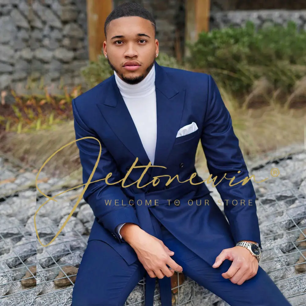 

(Jacket+Pants) New Wedding Suits For Men Best Man's 2 PCS Set Formal Suit For Business Meetings Men Prom Suit Wedding Tuxedo