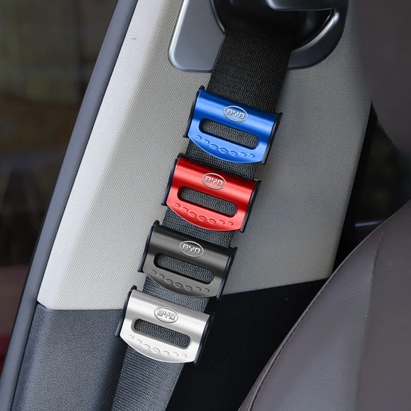 2PCS Car Logo Seat Belts Adjustable Plastic Clips For BYD Atto 3 Yuan Plus F3 E6 F0 G3 I3 Ea1 Song Max Tang Dmi 2din G6 Qin Pro