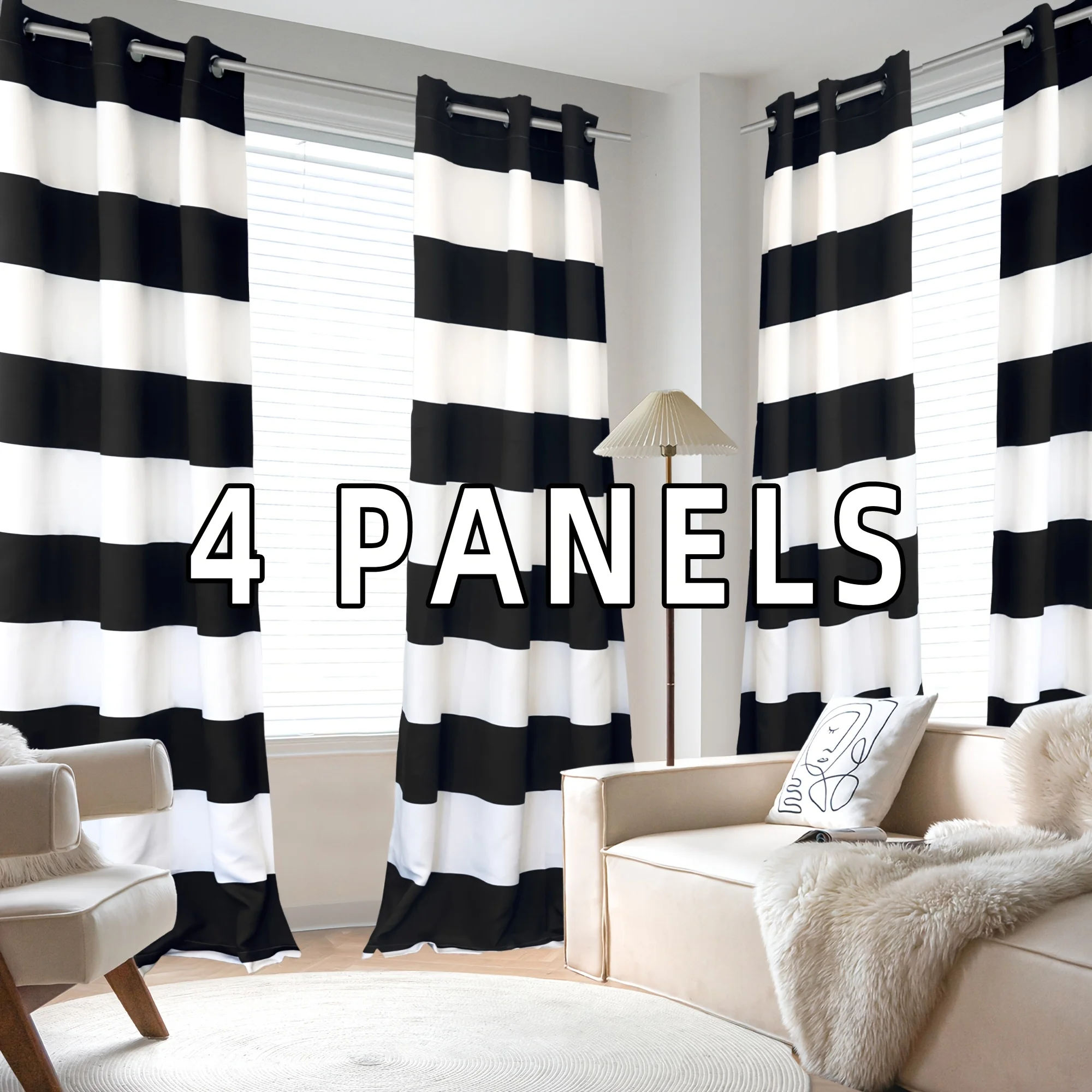 4 Panels Striped Christmas Curtains Grommet Top Room Darkening Thermal Insulated For Bedroom Living Room Kitchen