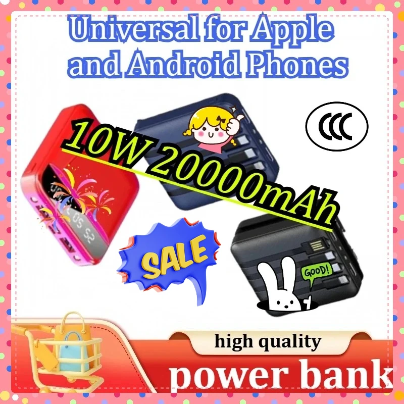 

10W 20000mAh Mini Power Bank: Portable design, supports fast charging, dual USB ports, compatible for Xiaomi for iPhone
