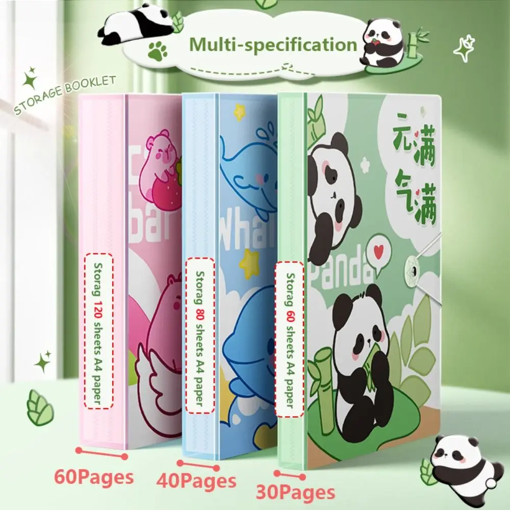 Cartoon Capybara Storage Booklet 30/40/60 Pages Large Capacity Archives Bag Panda Paintings Collection Book Student Gift