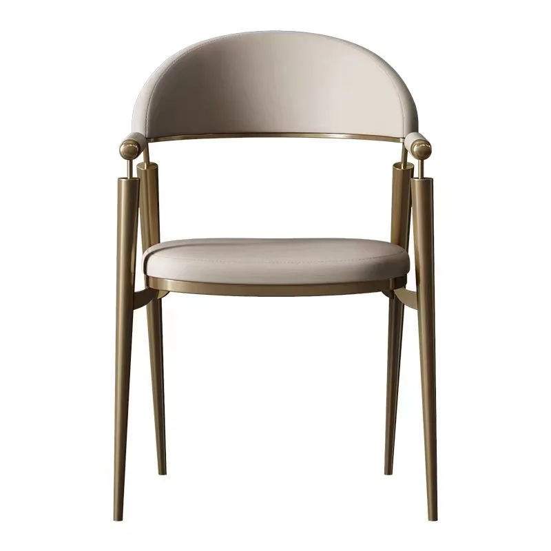 

Modern light luxury leather dining chair stainless steel foot fabric home Internet celebrity high-end club guest chair cafe n