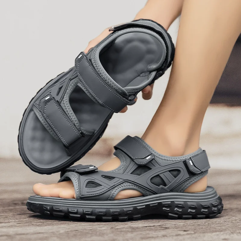 Zomer Heren Sandalen Echt Lederen Heren Casual Schoenen Outdoor Heren Lederen Sandalen Voor Heren Strandschoenen Romeinse Herenschoenen