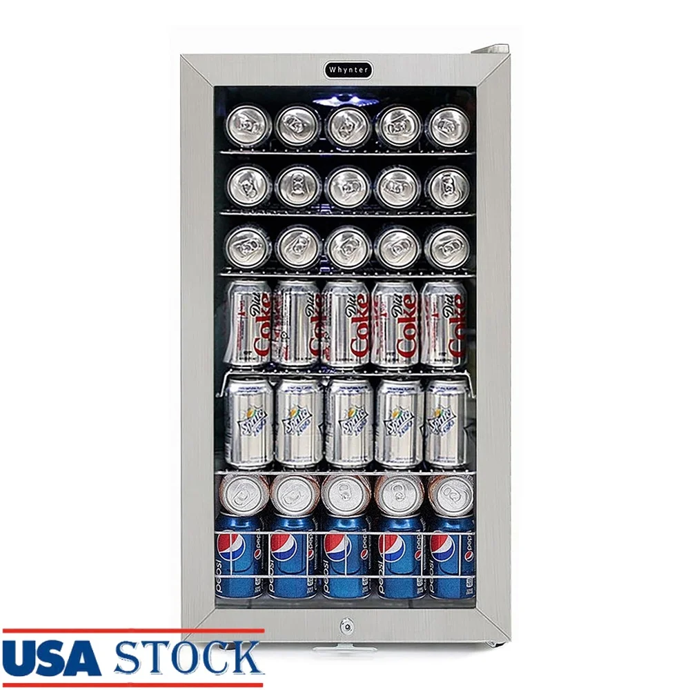 

Холодильник для напитков объемом 3,3 куб. фута со стеклянной дверью, регулируемые полки, внутренний вентилятор, запираемая конструкция, энергоэффективная система охлаждения