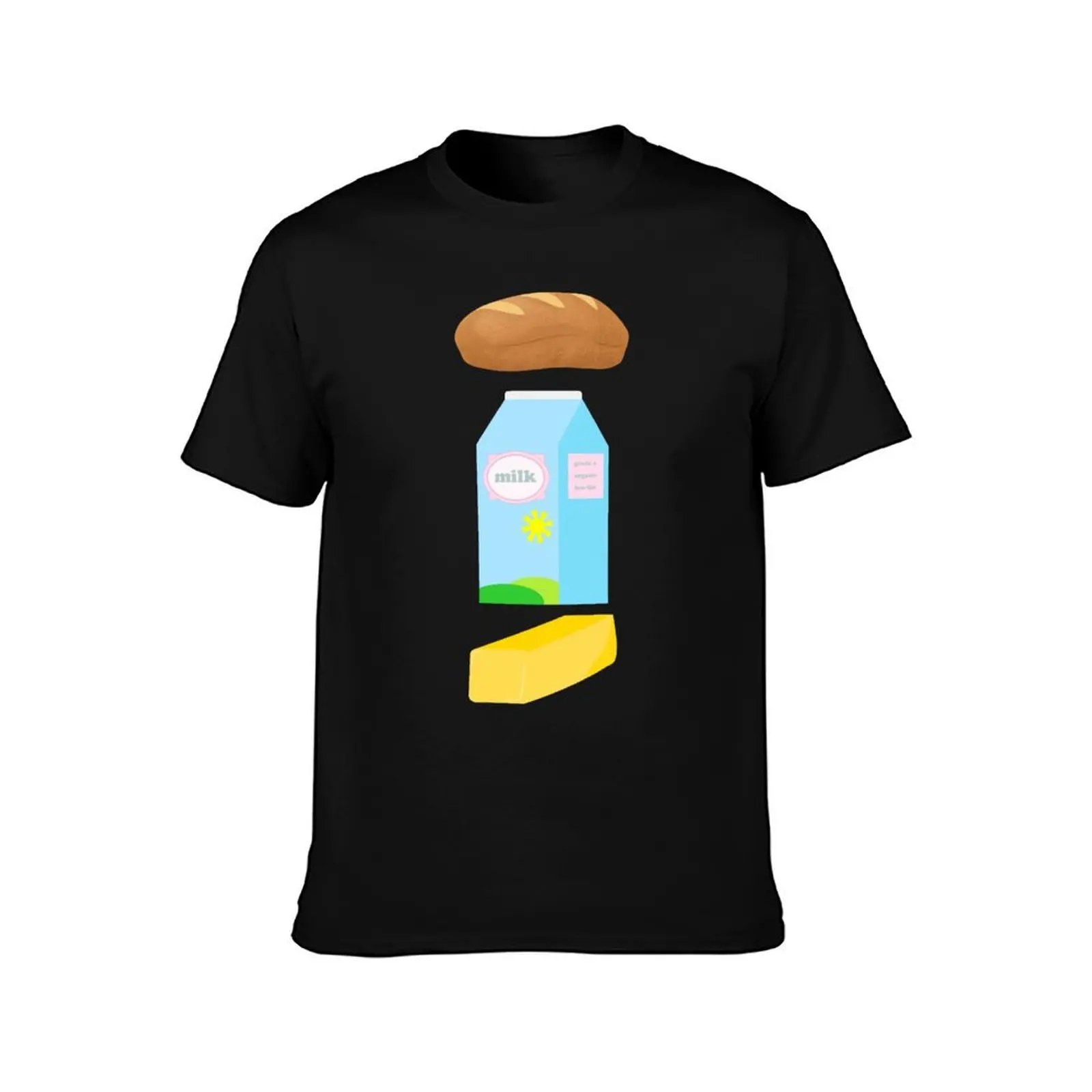 A loaf of bread, a container of milk, and a stick of butter T-Shirt Comfortable Basic Crew Neck Tee T-Shirt
