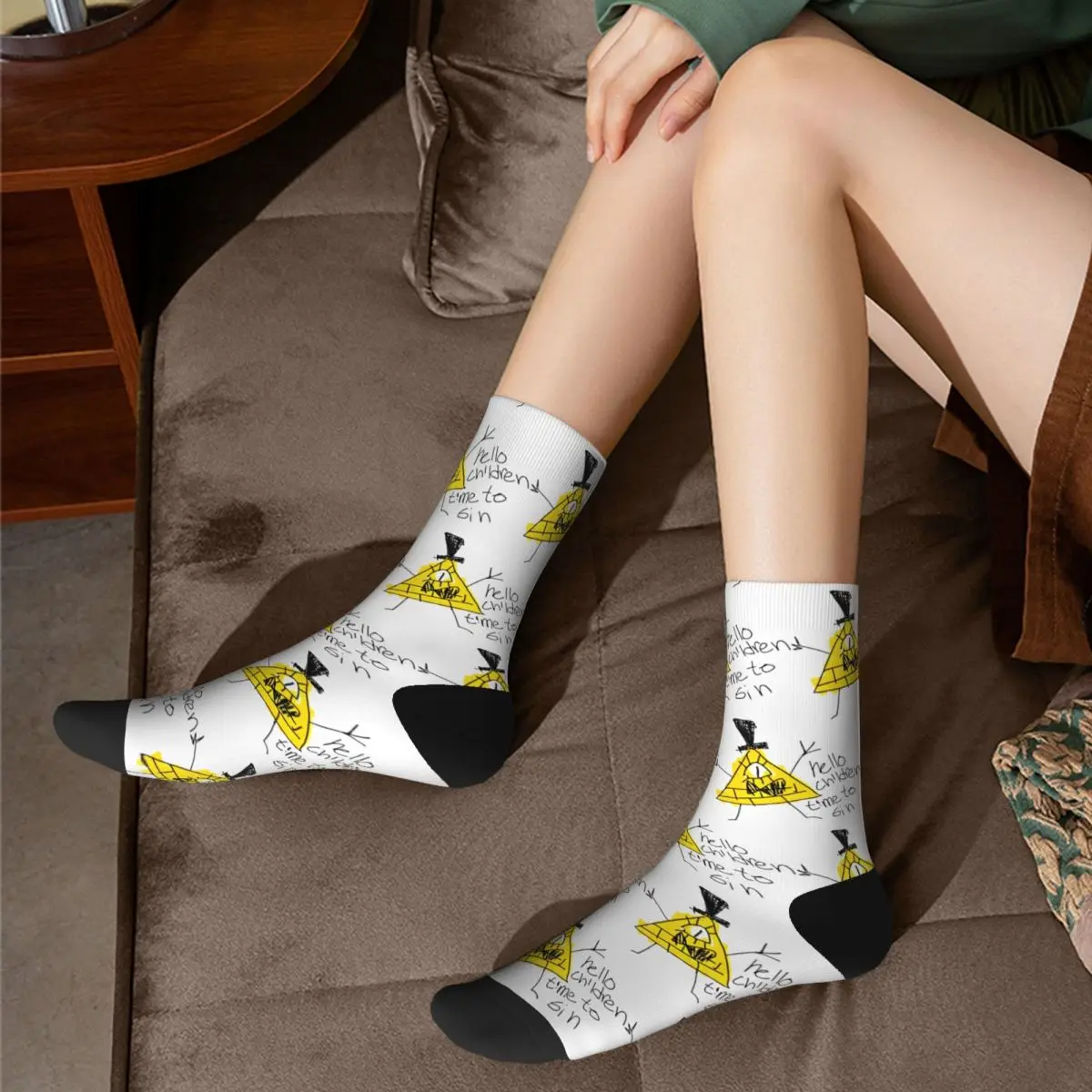 Chaussettes de basket-ball absorbant la sueur pour hommes et femmes, design ELIN, Gravity Family Falls, Hello Children, Time to Sin, Automne, Hiver