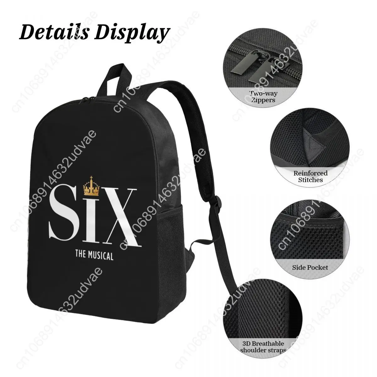 Six The Musical Backpack Student Boys Girls BookBag School Bag Computer Shoulder Bags 3ps Insulated Lunch Bag Pencil Case