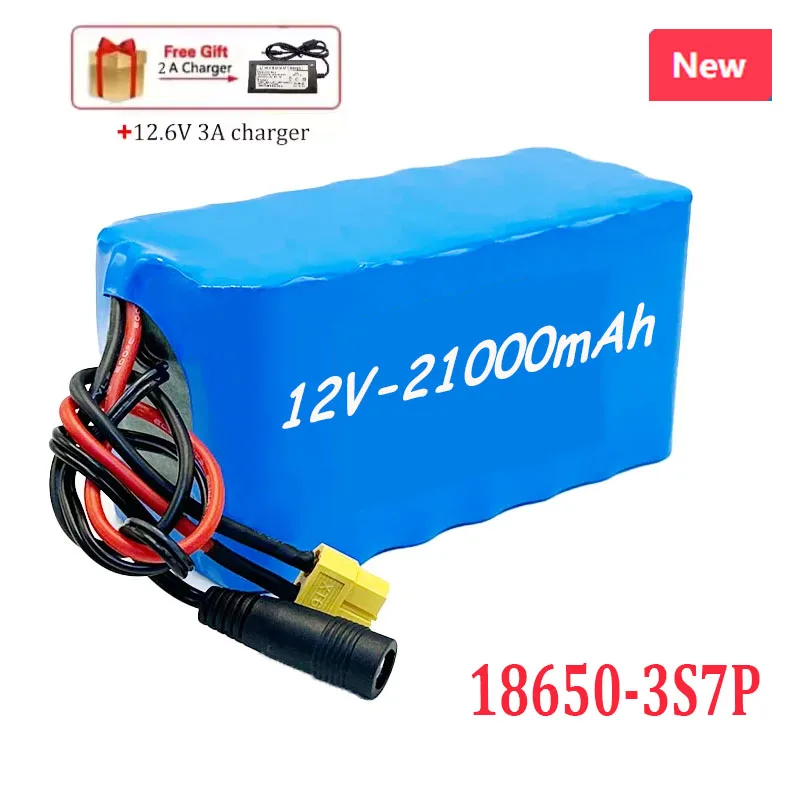 

100% Reallarge Capacity 12V 21000mAh 3S7P 18650 Rechargeable Lithium Battery Pack with Built-in Intelligent BMS 12.6V 3A Charger