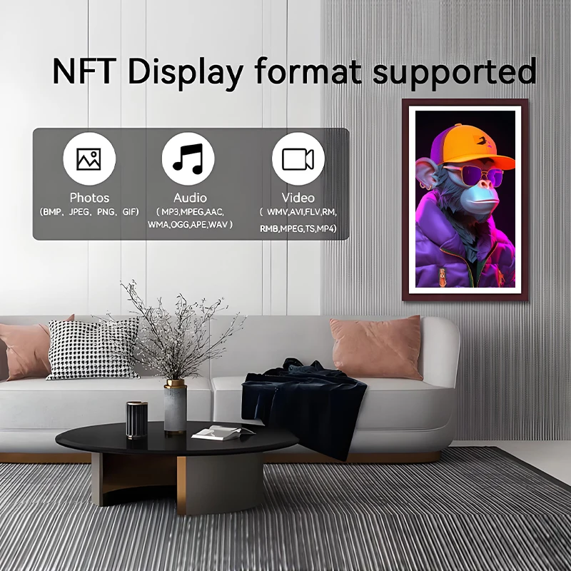 Indoor 21.5-65 Inch Android LCD Panel Artistic Digital Photo Frame with Large Screen in Wood Finish SDK Function