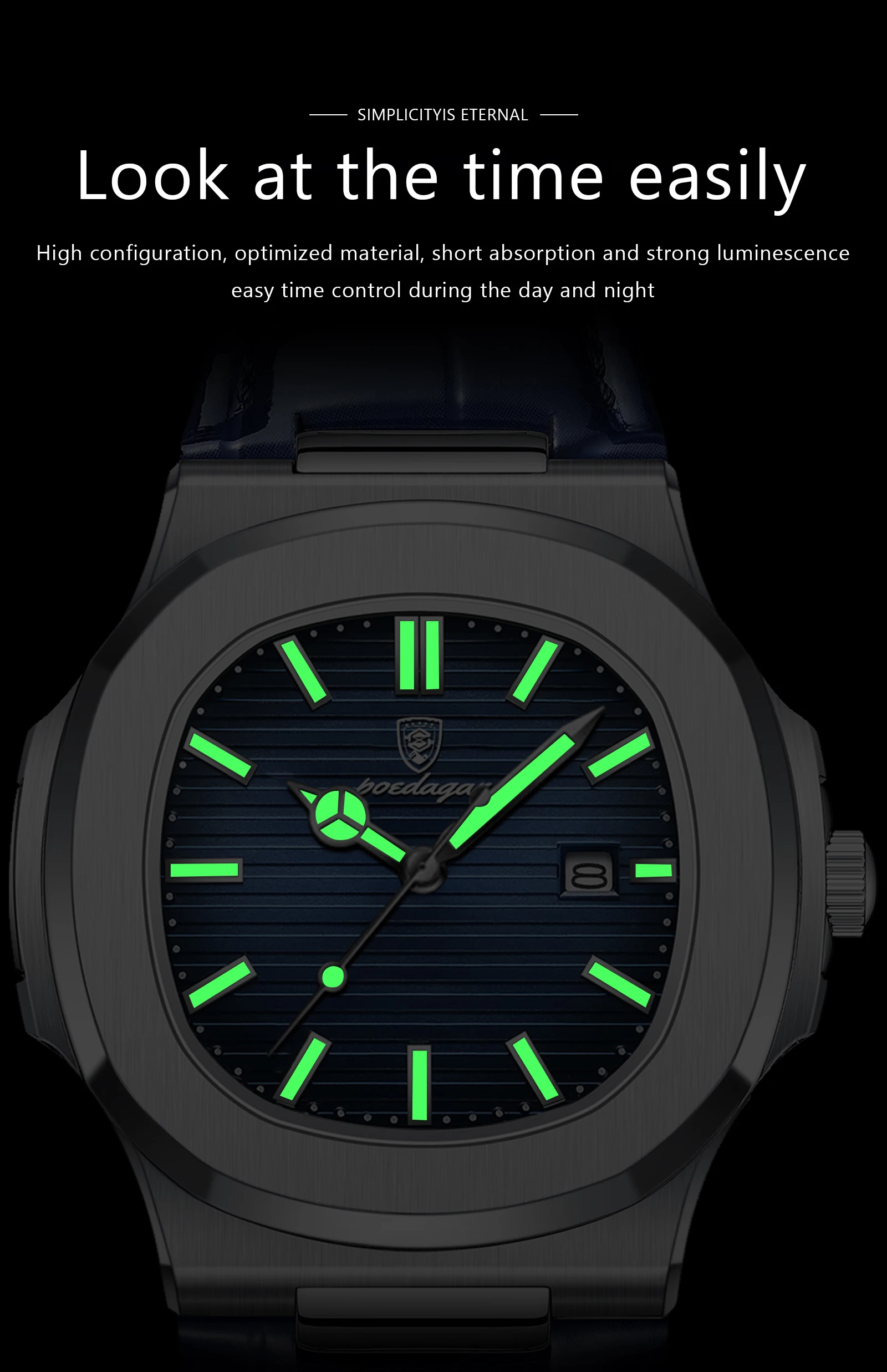 POEDAGAR Top Platz Mann Uhr Datum Wasserdicht Leucht Luxus Männer Armbanduhr Hohe Qualität Leder herren Quarz Uhren + Box reloj – Detail 9