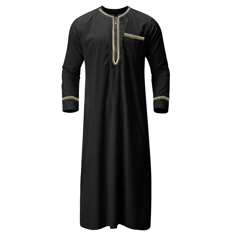 เสื้อคลุมลูกไม้แขนยาวของผู้ชายฤดูร้อน gamis Arab ตะวันออกกลาง