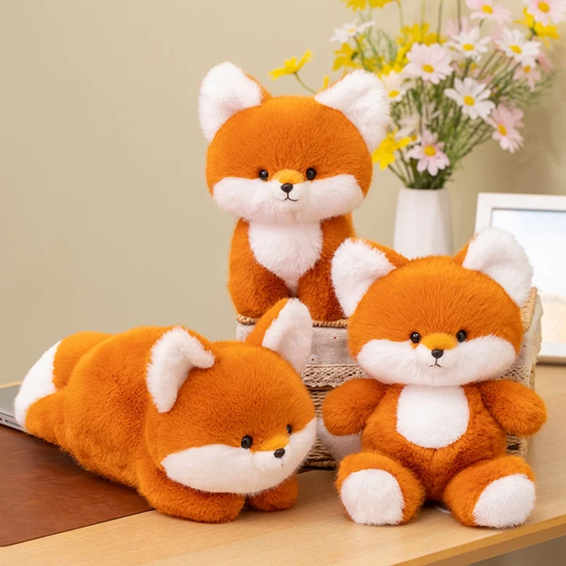 

20-40cm Cute Fox Plush Toy Kawaii Stuffed Animal Orange Foxes Plushie Doll Soft Realistic Pillow Desktop Decor for Kids Gifts