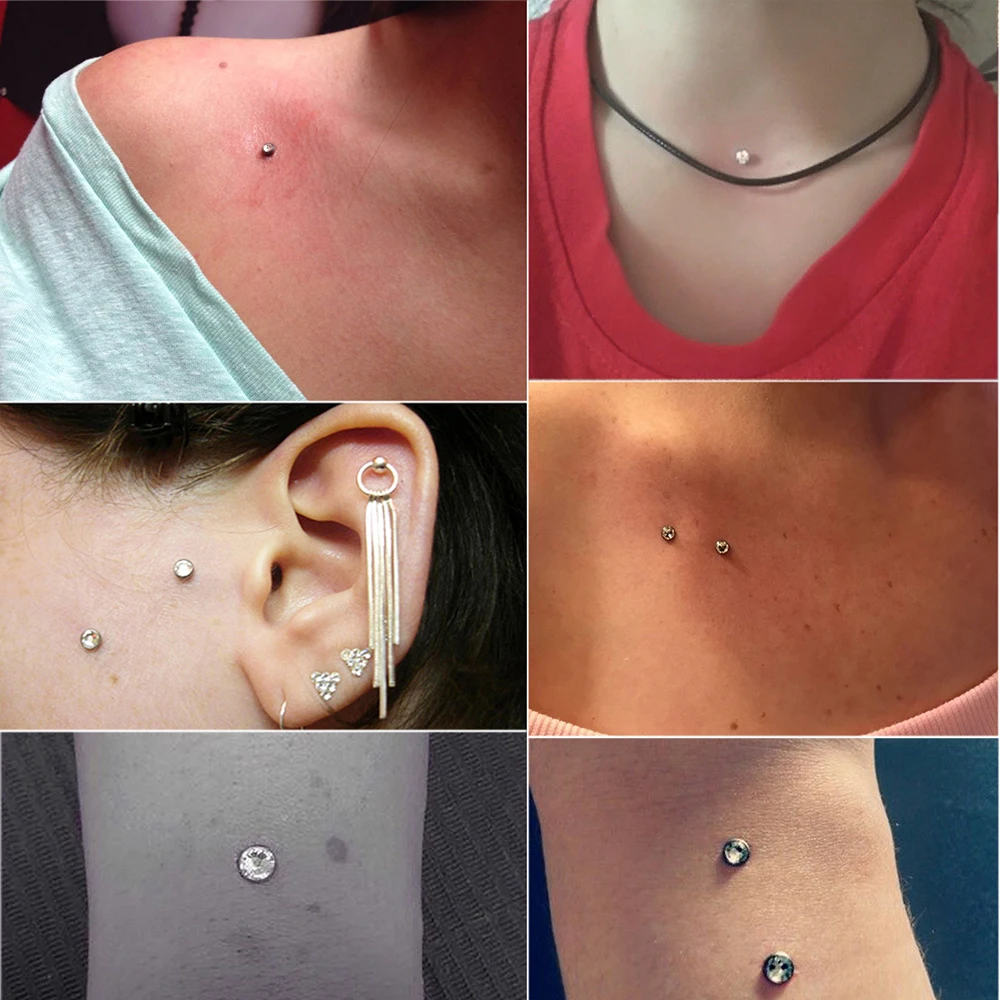 1PC G23 Titanium Micro Dermal Piercings Set Dermal Anchor Base & Tops Skinner Diver Dermal Top Base Piercings Body Jewelry 14G